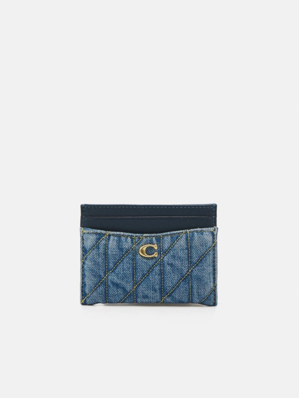 COACH $120 Essential Quilted Cotton Denim Card Case - Dark Indigo NWT!
